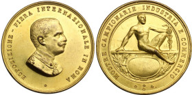 Vittorio Emanuele III (1900-1943). Medaglia 1924, Esposizione Fiera Internazionale in Roma. D/ ESPOSIZIONE FIERA INTERNAZIONALE IN ROMA. Busto a destr...