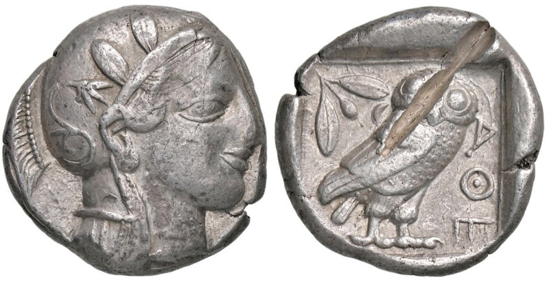 GRECHE - ATTICA - Atene - Tetradracma Sear 2526 (AG g. 17,16) Tacca al R/

Sta...