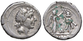 ROMANE REPUBBLICANE - ANONIME - Monete senza il nome del monetiere (143-81a.C.) - Quinario B. 227; Cr. 373/1b (AG g. 1,86) Incrostazioni al R/

Stat...