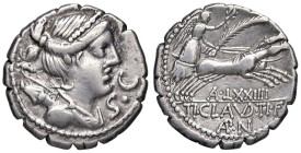 ROMANE REPUBBLICANE - CLAUDIA - Ti. Claudius Ti. F. Ap. n. Nero (79 a.C.) - Denario serrato B. 5; Cr. 383/1 (AG g. 3,9)

Status: BB+

Notes: