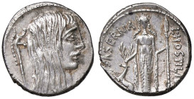 ROMANE REPUBBLICANE - HOSTILIA - L. Hostilius Saserna (48 a.C.) - Denario B. 4; Cr. 448/3 (AG g. 3,84) Segno al R/ su Diana

Status: SPL+/SPL

Not...