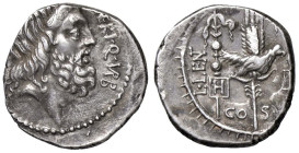 ROMANE REPUBBLICANE - NERIA - Cn. Nerius (49 a.C.) - Denario B. 1; Cr. 441/1 (AG g. 4) Segno al R/

Status: qSPL/BB+

Notes: Segno al R/