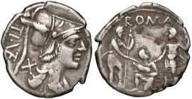 ROMANE REPUBBLICANE - POMPEIA - Sex. Pompeius Fostlus (137 a.C.) - Denario B. 1; Cr. 235/1 (AG g. 3,92)

Status: BB

Notes: