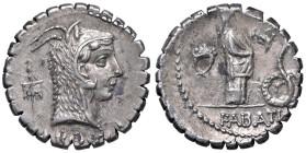 ROMANE REPUBBLICANE - ROSCIA - L. Roscius Fabatus (64 a.C.) - Denario serrato B. 3; Cr. 412/1 (AG g. 3,88) Delicata patina

Status: bello SPL

Not...
