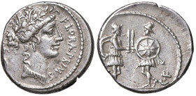 ROMANE REPUBBLICANE - SERVILIA - C. Servelius C. f. (57 a.C.) - Denario B. 15; Cr. 423/1 (AG g. 3,83)

Status: qSPL/SPL

Notes: