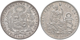 ESTERE - PERU' - Repubblica (1822) - Sol 1892 Kr. 196.3 AG

Status: SPL+/qFDC

Notes: