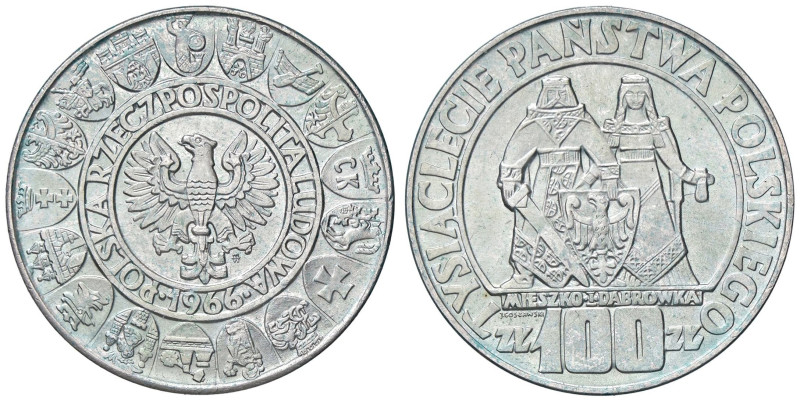 ESTERE - POLONIA - Repubblica - 100 Zloty 1966 - 1000 anni della Polonia Kr. 57 ...