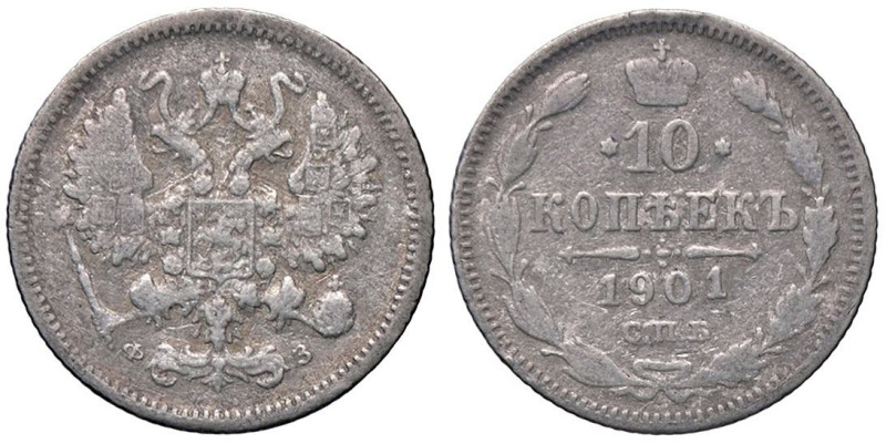 ESTERE - RUSSIA - Nicola II (1894-1917) - 10 Copechi 1901 Bitkin 152 AG

Statu...