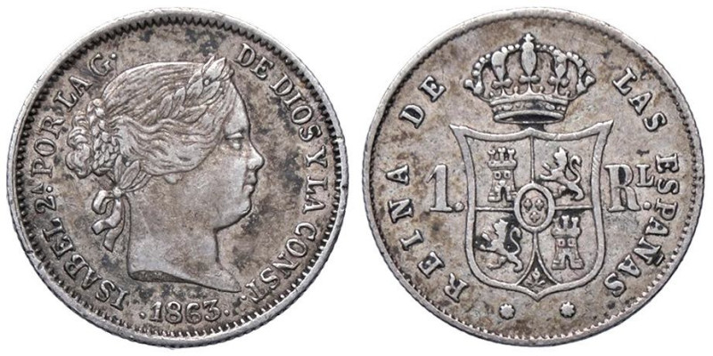 ESTERE - SPAGNA - Isabella II (1833-1868) - Real 1863 Kr. 606.1 AG

Status: be...