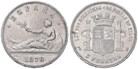 ESTERE - SPAGNA - Governo Provvisorio (1868-1871) - 5 Pesetas 1870 Kr. 655 AG Sigle SN-M

Status: BB/BB+

Notes: Sigle SN-M -