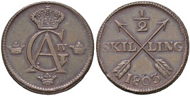 ESTERE - SVEZIA - Gustavo IV Adolfo (1792-1809) - 1/2 Skilling 1803 Kr. 565 CU

Status: BB+

Notes: