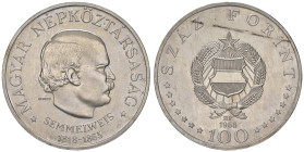 ESTERE - UNGHERIA - Repubblica - 100 Fiorini 1968 - 150° anniversario nascita di Ignacz Semmelweis Kr. 584 AG

Status: qFDC

Notes: