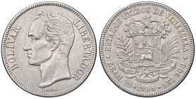 ESTERE - VENEZUELA - Repubblica (1823) - 5 Bolivares 1935 Kr. 24.2 AG

Status: qSPL

Notes: