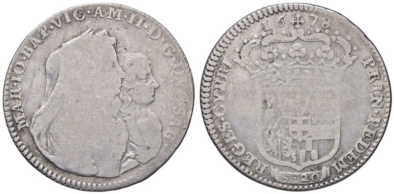 SAVOIA - Vittorio Amedeo II (reggenza, 1675-1680) - Lira 1678 MIR 838d R (AG g. ...