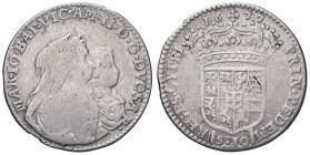 SAVOIA - Vittorio Amedeo II (reggenza, 1675-1680) - Mezza lira 1677 MIR 839c R (AG g. 2,85)

Status: meglio di MB

Notes: