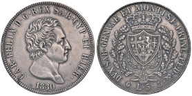 SAVOIA - Carlo Felice (1821-1831) - 5 Lire 1830 G (AG g. 25,51)Falso d'epoca

Status: BB

Notes: Falso d'epoca -