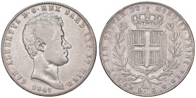 SAVOIA - Carlo Alberto (1831-1849) - 5 Lire 1847 G Pag. 261; Mont. 137 AG

Status: qBB

Notes: