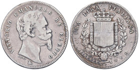 SAVOIA - Vittorio Emanuele II Re eletto (1859-1861) - Lira 1860 F Pag. 441a; Mont. 117 AG Mano con scettro e titolatura oltre la barba

Status: MB
...