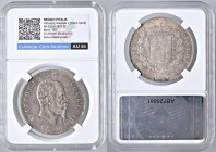 SAVOIA - Vittorio Emanuele II Re d'Italia (1861-1878) - 5 Lire 1875 M Pag. 499; Mont. 184 AG Sigillata CCG AU55 con la nota "Minimo colpetto al ciglio...