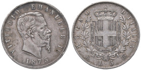 SAVOIA - Vittorio Emanuele II Re d'Italia (1861-1878) - 5 Lire 1875 M Pag. 499; Mont. 184 AG

Status: BB+

Notes: