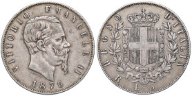 SAVOIA - Vittorio Emanuele II Re d'Italia (1861-1878) - 5 Lire 1876 R Pag. manca; Mont. manca R AG R del segno di zecca spostata a sinistra

Status:...