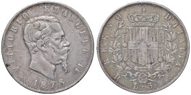 SAVOIA - Vittorio Emanuele II Re d'Italia (1861-1878) - 5 Lire 1878 R Pag. 503; Mont. 191 AG

Status: qBB/BB+

Notes: