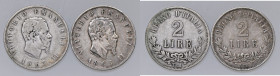 SAVOIA - Vittorio Emanuele II Re d'Italia (1861-1878) - 2 Lire 1863 N e T Valore AG 2 monete

Status: MB÷qBB

Notes: 2 monete -