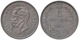 SAVOIA - Vittorio Emanuele II Re d'Italia (1861-1878) - 5 Centesimi 1861 M Pag. 552; Mont. 246 CU

Status: SPL+

Notes: