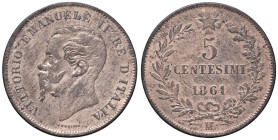 SAVOIA - Vittorio Emanuele II Re d'Italia (1861-1878) - 5 Centesimi 1861 M Pag. 552; Mont. 246 CU

Status: BB+

Notes: