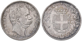 SAVOIA - Umberto I (1878-1900) - 5 Lire 1878 Pag. 589; Mont. 32 RR AG

Status: meglio di MB

Notes: