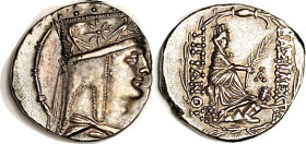ARMENIA, Tigranes II, 96-56 BC, Tet, Head rt in tiara/ Tyche std r, Orontes swimming below, AP monogram in field; Ex Roma as GEF, it is Choice EF+, sl...