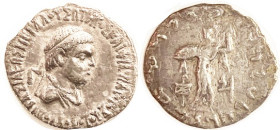BAKTRIA, Apollodotos II, c. 80-65 BC, Tet, Bust r/ Athena stg l, monograms (the one on right rare ), Bop.3C; AVF/F, moderate roughness mainly around e...