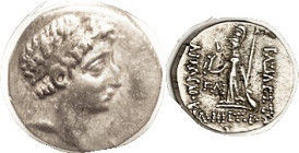 CAPPADOCIA, Ariarathes VII, 116-101 BC, Drachm, Bust r/ Athena stg l, Year Gamma, S7291; Choice VF, well well struck, good metal with lt tone, strong ...