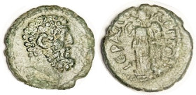 HIERAPOLIS, Pseudo_autonomous, c.98-217, Æ18, Herakles head r/Nemesis stg l; VF/F+, olive green patina, minor roughness, rev sl off-ctr, strong portra...