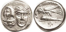 ISTROS, Drachm, c. 400-350 BC, 2 Male heads, left inverted/Eagle on dolphin, monogram below, S1669; EF, well centered, good bright metal, both faces q...