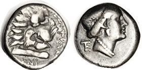 KNIDOS, Drachm, 330-250 BC, Aphrodite head r/Lion head & foreleg r, magistrate Kalliphron, S4847 (£175); AVF, obv centered sl high, nice metal with mo...