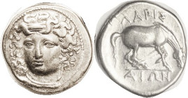 LARISSA, Drachm, 350-325 BC, Head of Nymph Larissa facg 3/4 left/ Horse grazing rt, lgnd above & below; S-2120; Choice VF-EF, well centered & struck, ...