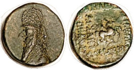 PARTHIA, Mithradates II, 121-91 BC, Æ17 Tetrachalkon, Bust l./ Pegasos flying r, Sell.28.9, VF/AVF, obv well centered, rev sl off-ctr, sl misty darkis...