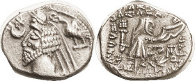 PARTHIA, Phraates IV, Drachm, Sellw. 54.8, AEF, nrly centered on unround flan, good strike & metal for this. (A VF realized $188, Kunker 3/10.)