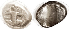PERSIA, Siglos, c. 450-330 BC, King kneeling rt w/dagger & bow/punchmk; S4683; F+, well centered with figure nrly complete, good metal with lt tone. U...