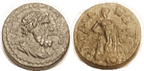 SARDES, Æ16, Pseudo-Auton., c.198-217, Herakles head r/Herakles stg, AVF, centered, mildly rough dark greenishy patina. A beautiful coin, nobody's eve...