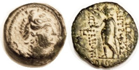 SYRIA, Antiochos VIII, 125-121 BC, Æ14, Artemis bust r/Apollo stg l, Choice VF, nrly centered, smooth dark patina with strong earthen hilighting, very...
