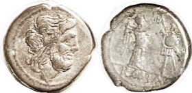 Victoriatus, after 211 BC, Jupiter head r/Victory crowning trophy, Cr. 53/1, Sy.83; AVF/F, nrly centered, minor edge split (A F sold for $132, CNG eAu...