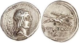 L. Calpurnius Piso Frugi, 90 BC, Den, Cr.340/1, Sy.663, Apollo head r/horseman r, XX below; Choice VF, nrly centered, well struck, excellent metal wit...
