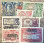 AUSTRIA banknotes, 1913-22, 71 pcs, much duplication, only a few diff, all in reasonable condition.