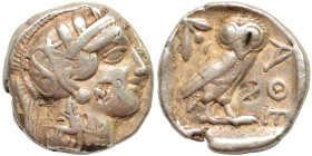 ATTICA. Athens. Circa 454-404 BC. Tetradrachm (silver, 17.11 g, 25 mm). Helmeted head of Athena right. Rev. Owl standing right, head facing, closed ta...