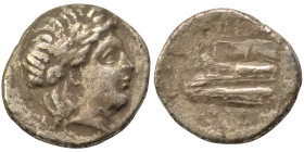 BITHYNIA. Kios. Circa 350-300 BC. Hemidrachm (silver, 2.09 g, 13 mm). Laureate head of Apollo to right. Rev. Prow of galley to left. Nearly very fine.