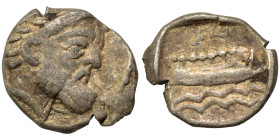 PHOENICIA. Arados. Uncertain king. Circa 400-380 BC. 1/16 Shekel (silver, 0.66 g, 9 mm). Laureate head of Ba'al-Arwad right. Rev. Galley right, above ...