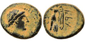 Phoenicia (?). Ae (bronze, 3.39 g, 15 mm). Head of Apollo (?) right. Rev. Nike standing left. Nearly very fine.