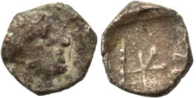 Greek. Obol (silver, 0.75 g, 7 mm). Head right. Rev. Uncertain symbol. Nearly very fine.